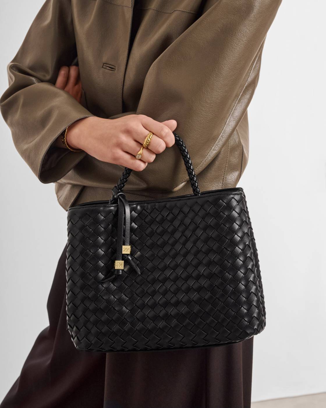 KL Black Nova Woven Top HDL Bag