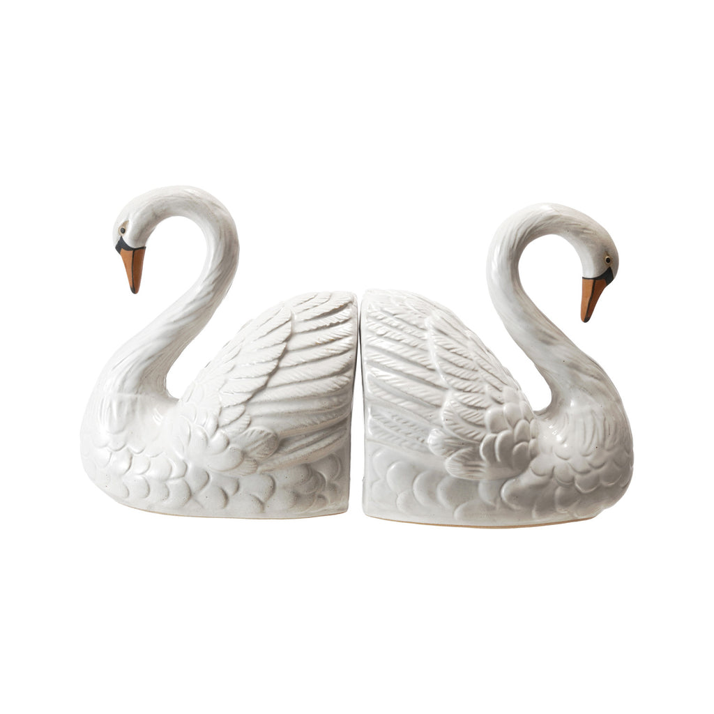 Set of 2 Swan Shaped Bookends