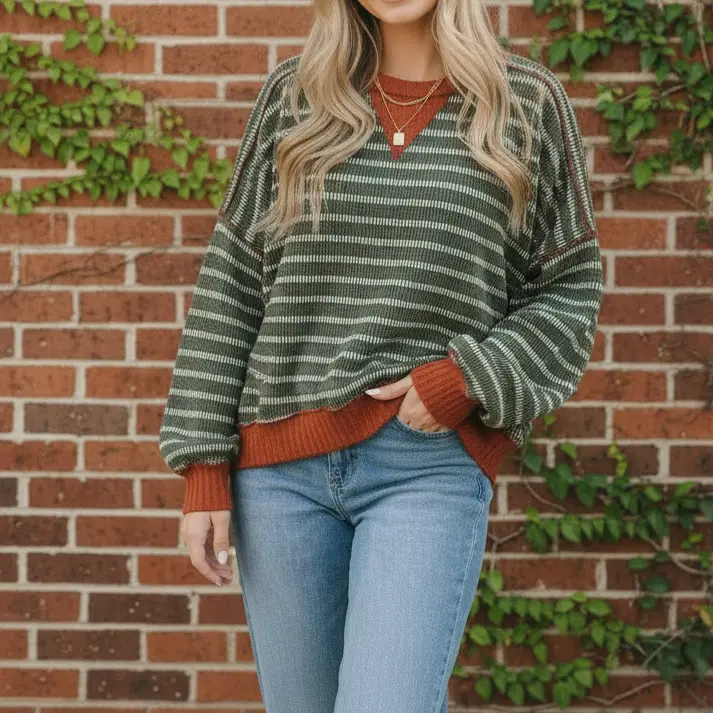 Lucy Crew Neck Stripe Pullover