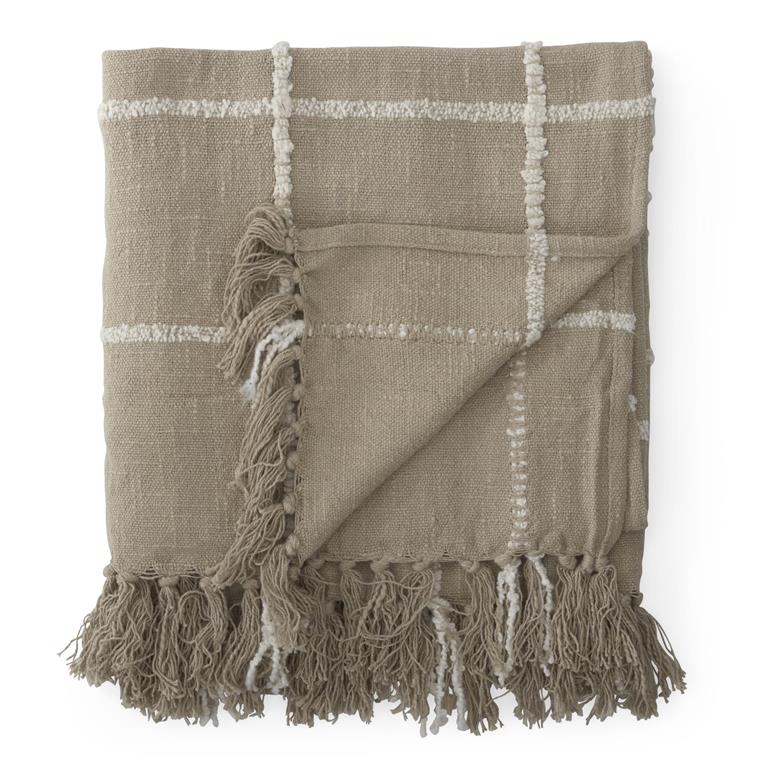 Beige & Ivory Plaid Throw