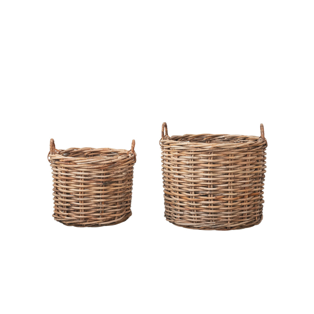 Woven Rattan Basket With Handles