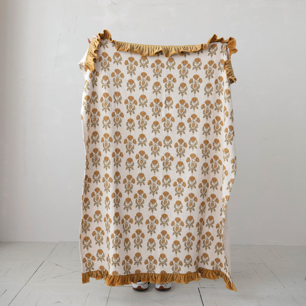 Cotton Slub Printed Throw
