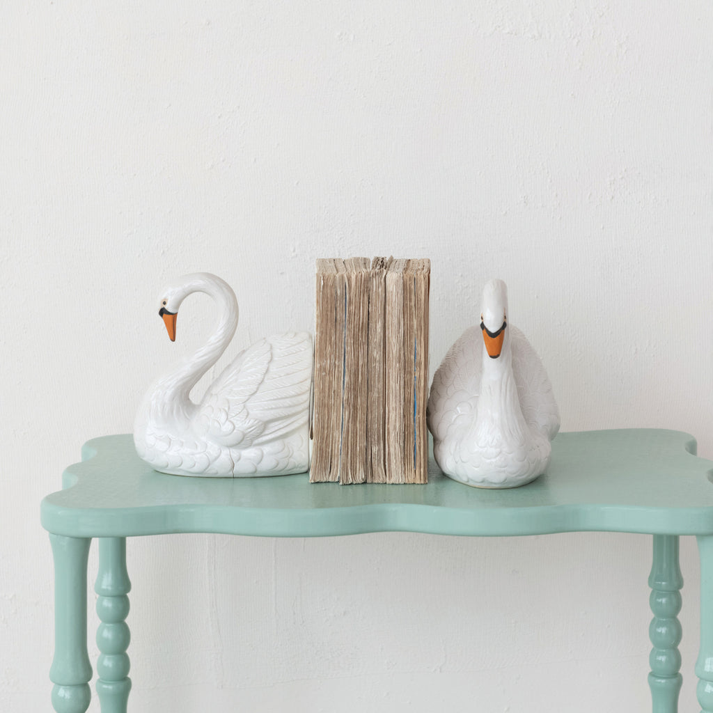 Set of 2 Swan Shaped Bookends