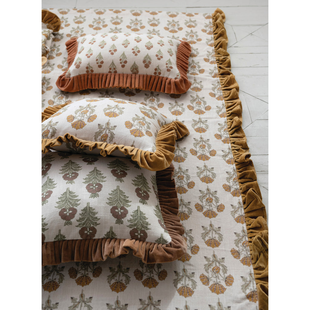 Cotton Slub Printed Lumbar Pillow