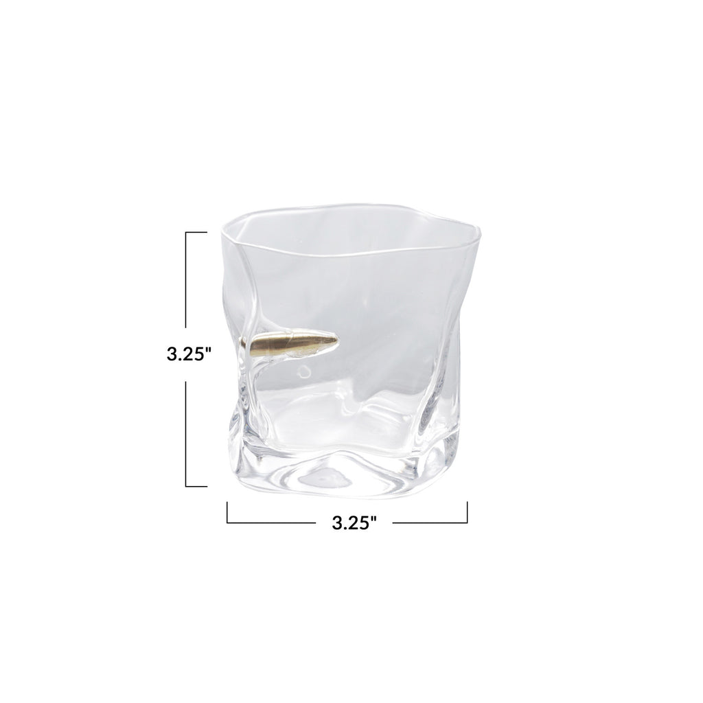 8 oz. Textured Whiskey Glass w/ Embedded Gold Finish Bullet