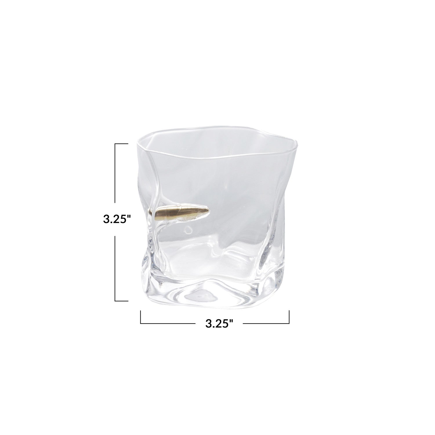 8 oz. Textured Whiskey Glass w/ Embedded Gold Finish Bullet
