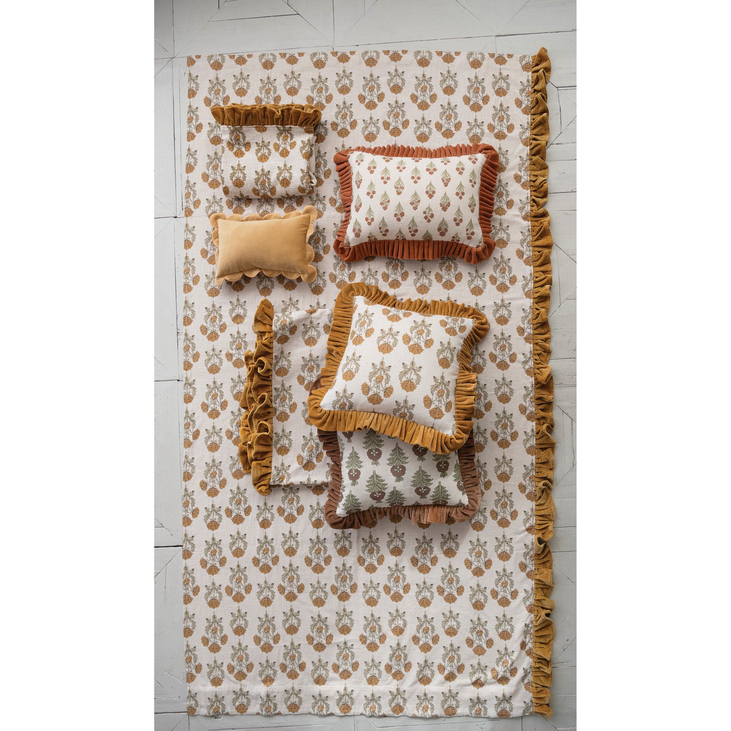 Square cotton Slub Printed Pillow