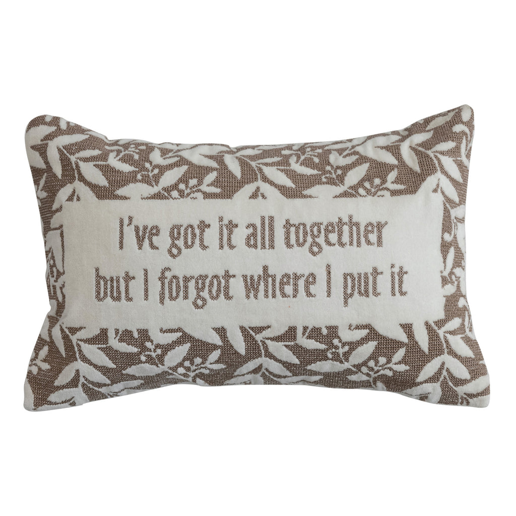 Velvet Embroidered Lumbar Pillow