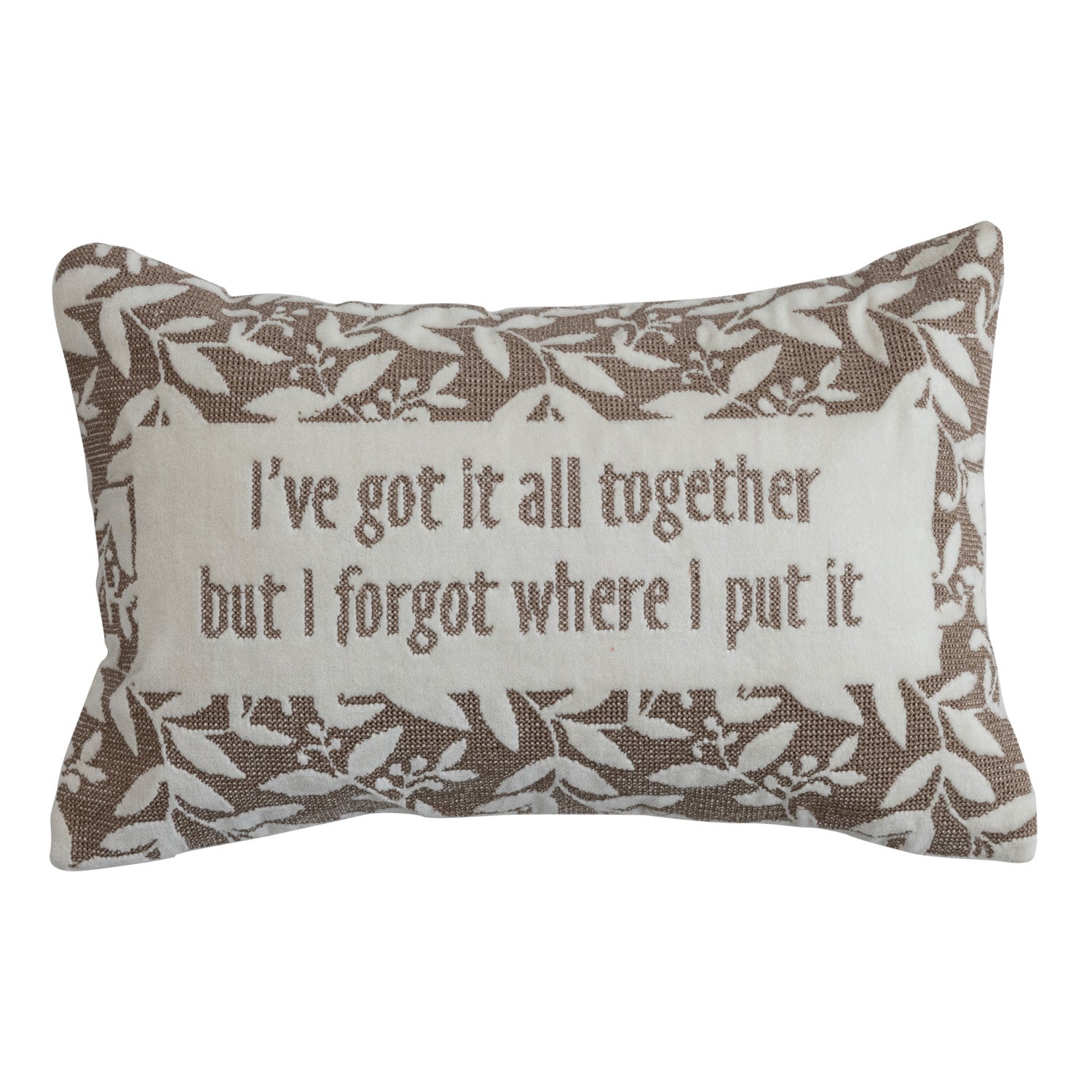 Velvet Embroidered Lumbar Pillow