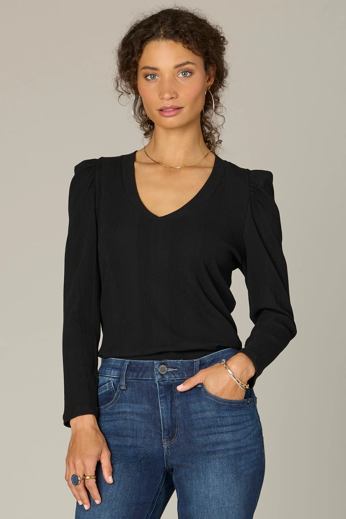 Linda Puff Shoulder Knit Top*