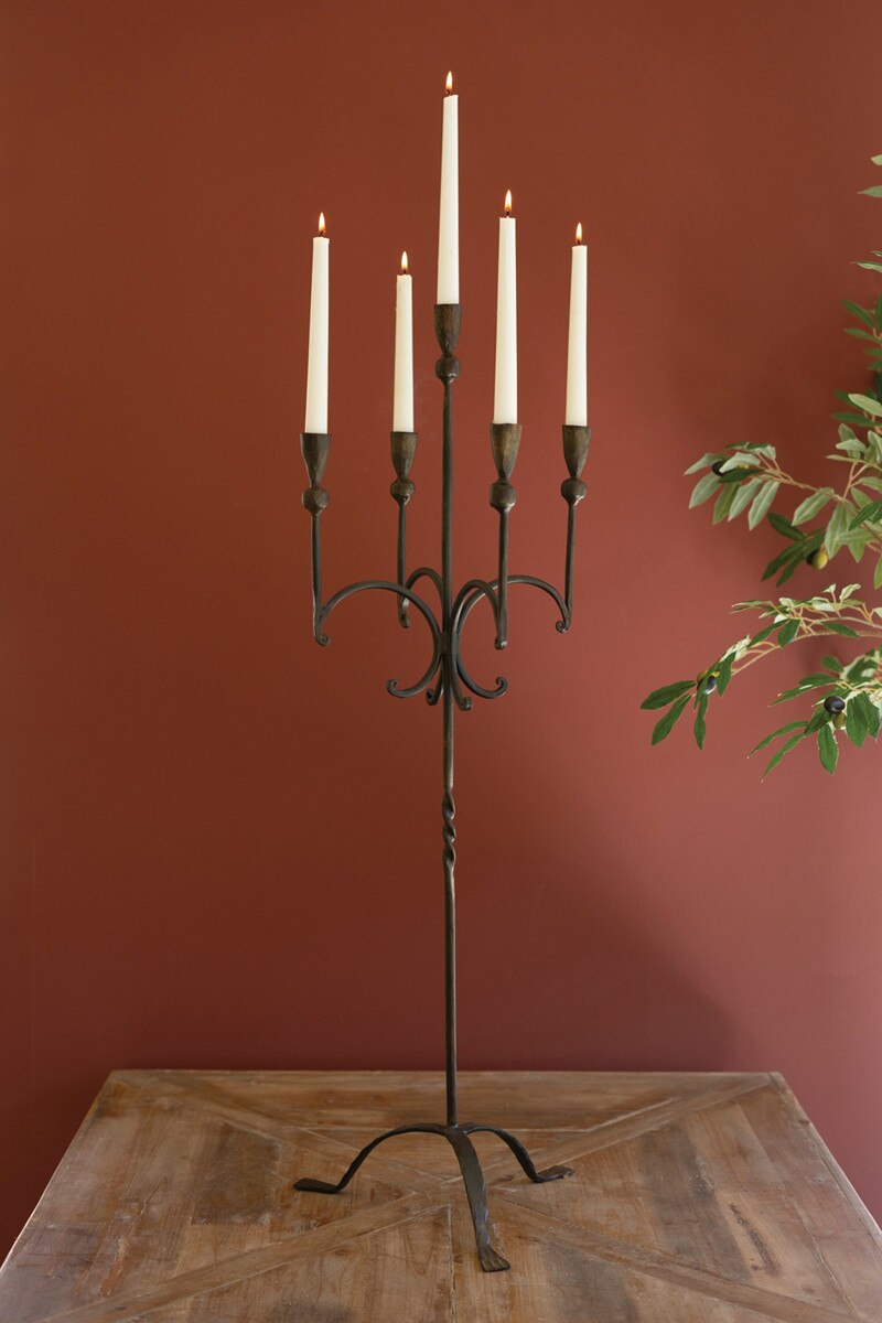 Forged-Iron Rustic Five Taper Candelabra