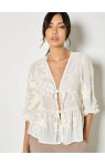 Beth Embroidered Chiffon Peplum Top