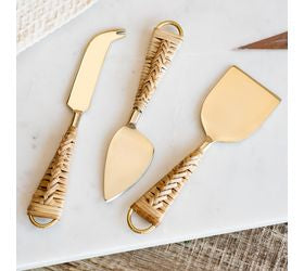 W1 3 Piece Weave Handle Cheese Knife Set*