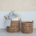 Woven Rattan Basket With Handles