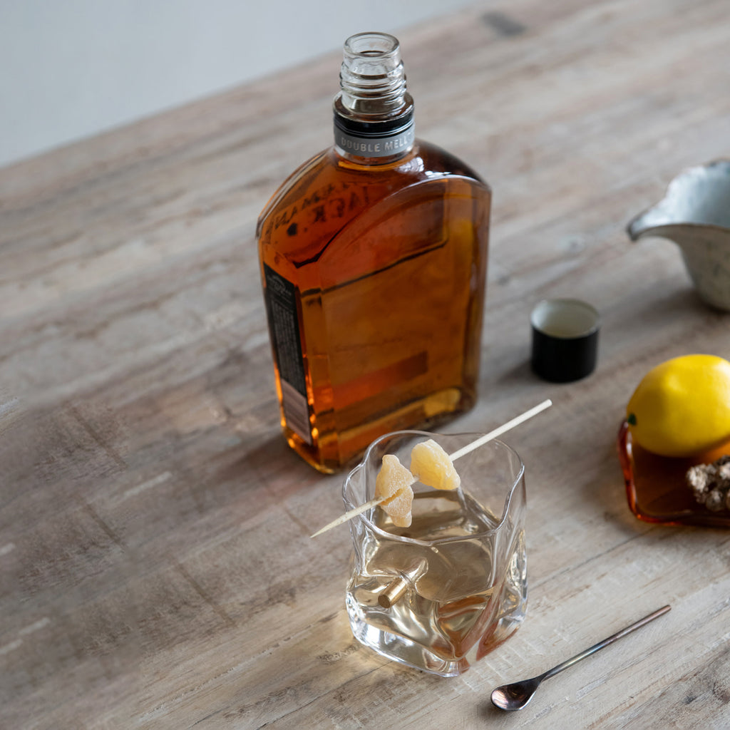 8 oz. Textured Whiskey Glass w/ Embedded Gold Finish Bullet