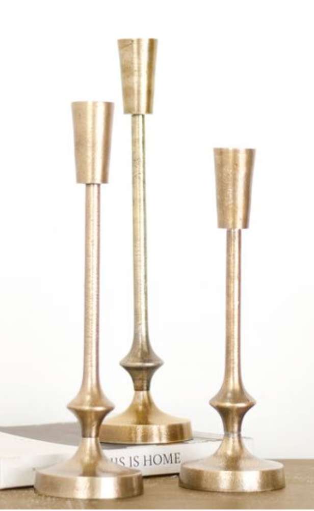 PD S/3 Gold Finish Candle Pillars